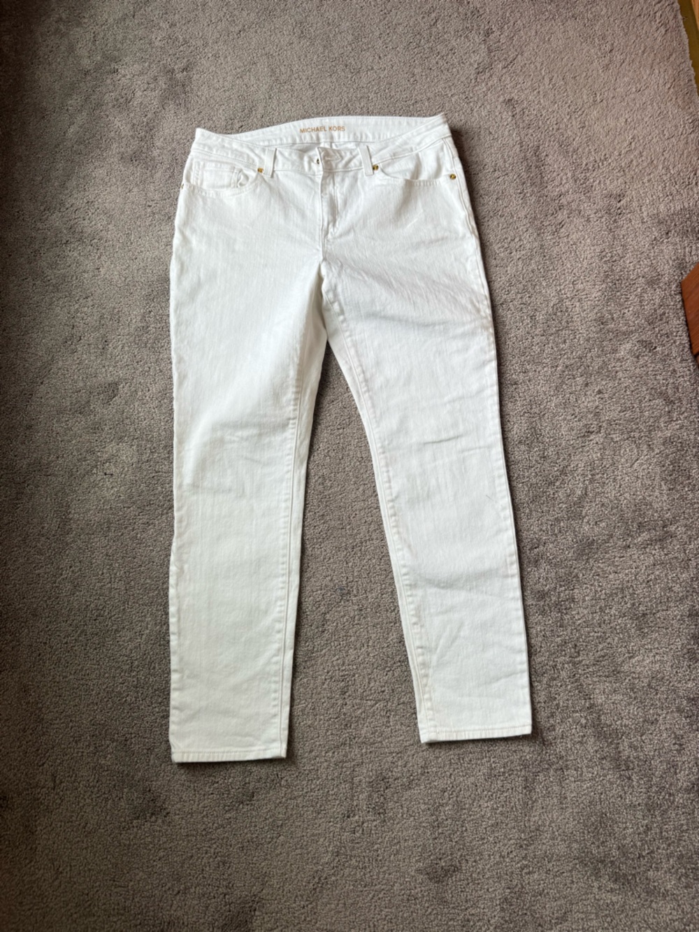 Michael Kors White Skinny Jeans SIZE 8 Mid Rise Stretch Denim Slim Fit Casual